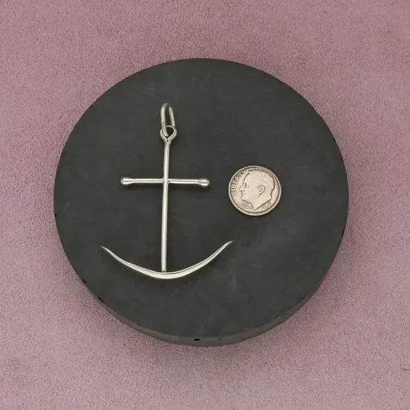 sterling silver vintage nautical anchor pendant - Picture 2 of 3